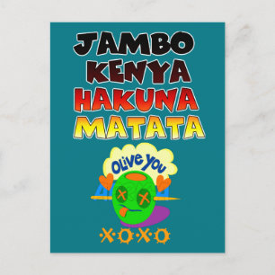 Cartão Postal Jambo Kenya Hakuna Matata I Love You XOXO Africa