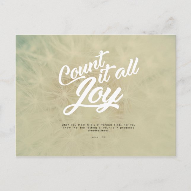 Cartão Postal James 1:2-3 - Conte tudo de alegria (Frente)
