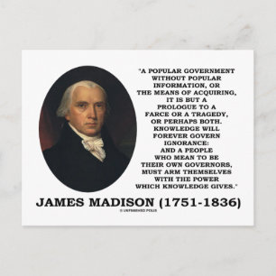 Cartão Postal James Madison Knowledge Forever governa ignorância