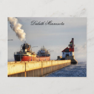 Cartão Postal James R. Barker Ship e Lighthouse, Minnesota