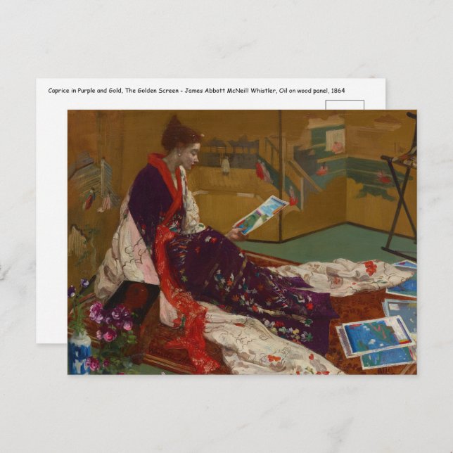 Cartão Postal James Whistler - Caprice in Purple e Dourado (Frente/Verso)