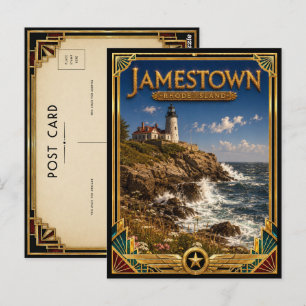 Cartão Postal Jamestown Rhode Island Arte Deco Vintage Idade Dou