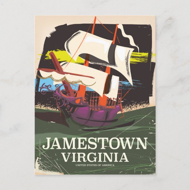 Cartão Postal Jamestown, Virginia, viagens vintage poster (Frente)