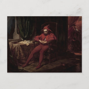 Cartão Postal Jan Matejko - Stanczyk durante uma bola, Harlequin