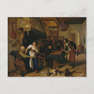 Cartão Postal Jan Steen - Na Tavern