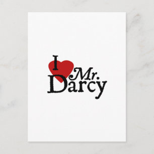 Cartão Postal Jane Austen, eu amo o Sr. Darcy