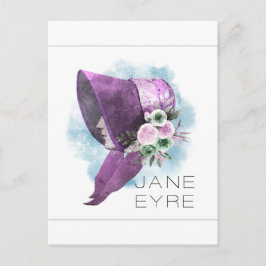 Cartão Postal Jane Eyre Bonnet Flores Roxo e Azul