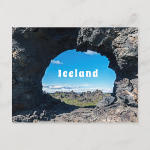 Cartão Postal Janela de lava em Dimmuborgir, área de Myvatn - Is