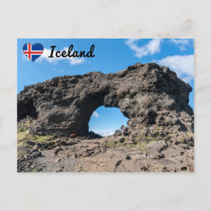 Cartão Postal Janela de lava em Dimmuborgir, área de Myvatn - Is