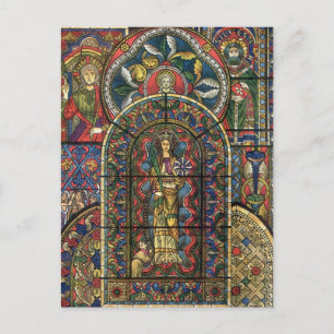 Cartão Postal Janela de Vidro da Igreja, Arquitetura Vintage
