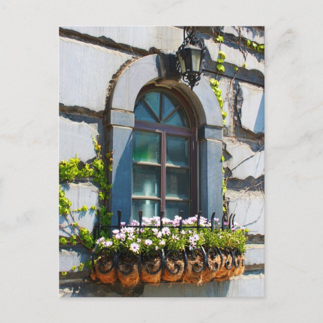 CARTÃO POSTAL JANELAS PORTAS FLORES EDIFÍCIO POSTCROSSING (Frente)
