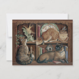 Cartão Postal Janet Kruskamp Gatos na estante Postcrossing