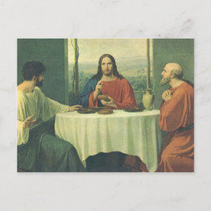 Cartão Postal Jantar Antigo em Emaús com Jesus Cristo