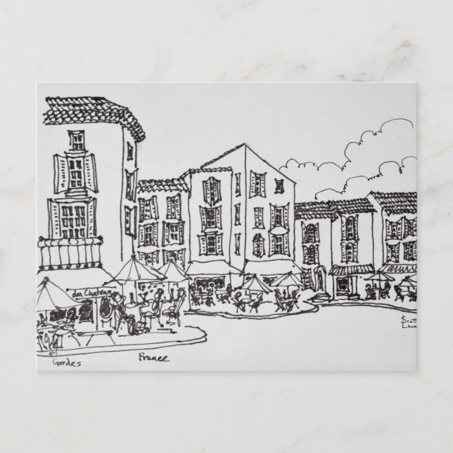 Cartão Postal Jantar ao ar livre | Gordes, a sul de França (Frente)