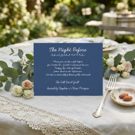 Cartão Postal Jantar de Ensaio de Casamento com Letra Elegante M
