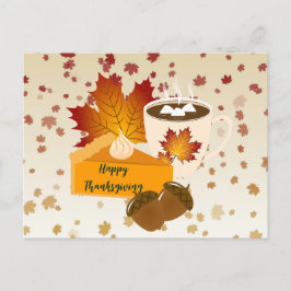 Cartão Postal Janto de Ação de Graças Cuisine Pumpkin Pie Hot Ca