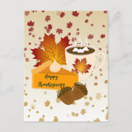 Cartão Postal Janto de Ação de Graças Cuisine Pumpkin Pie Hot Ca