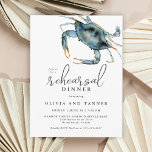 Cartão Postal Janto de ensaio de frutos do mar de caranguejo azu<br><div class="desc">O convite perfeito para o ensaio de casamento jantado para um janto ao longo da costa, este design apresenta um caranguejo azul no canto superior em aquarelas vibrantes impressas em um cartão poste. O texto do convite é moderno com uma elegância casual que é saborosa e hospitaleira. Personalize o modelo...</div>