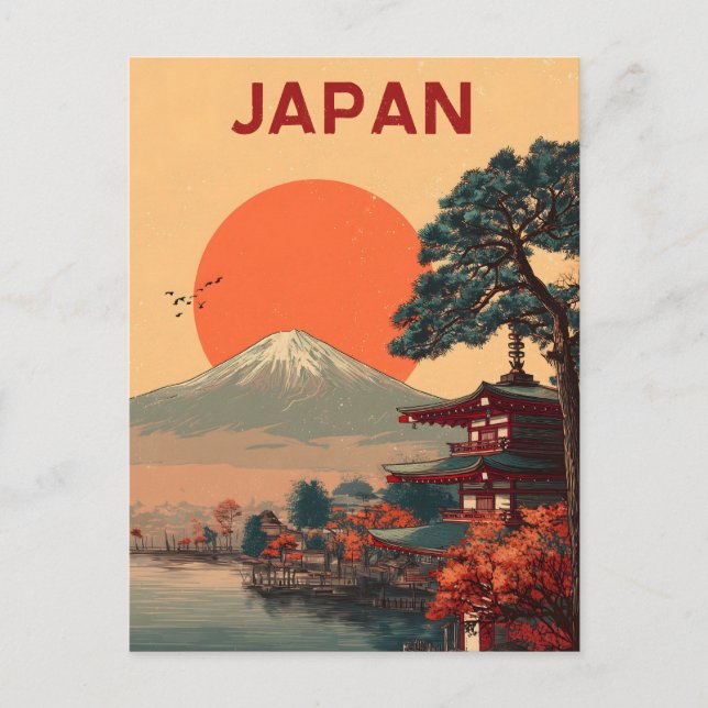 Cartão Postal Japan Mount Fuji vintage (Frente)