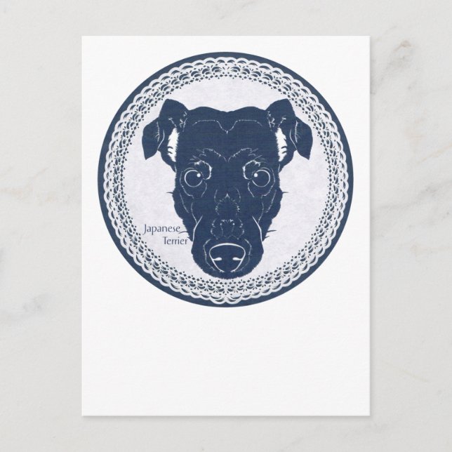 Cartão Postal Japanese terrier paper-cutting /日本テリア・切り絵 トートバッグ (Frente)