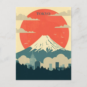 Cartão Postal Japão Antigo Viagem tokyo Aquarela Ásia 