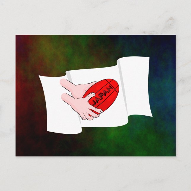 Cartão Postal Japão: Apoiadores da Equipe de Rugby Bandeira com  (Frente)