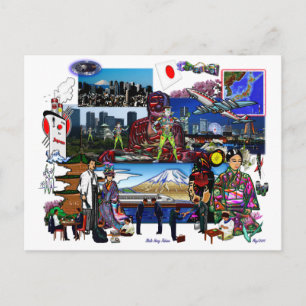 Cartão Postal Japão - Colagem do Arquipélago Japonês