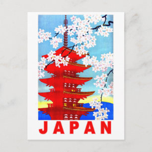 Cartão Postal Japão em primavera, torre de temle japonesa, vint