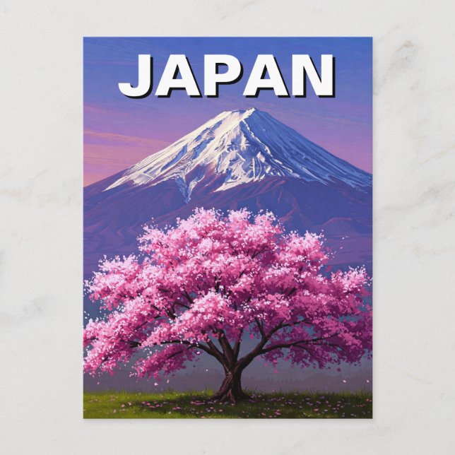 Cartão Postal Japão Monte Fuji Fujisan Flores de Cerejeira Cartã (Frente)