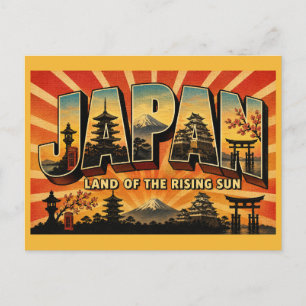 Cartão Postal Japão Terra do Sol Nascente Arte de Viagem Vintage