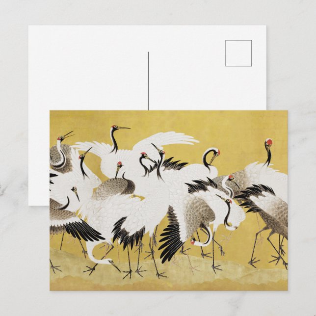 Cartão Postal Japonês Cranes Vintage Bird Classic (Frente/Verso)