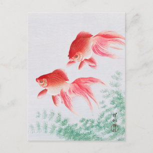 cartão postal japonês da pintura de ohara koson,小 