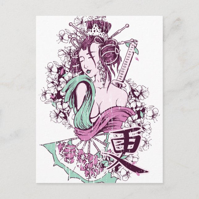 Cartão Postal Japonês Geisha (Frente)
