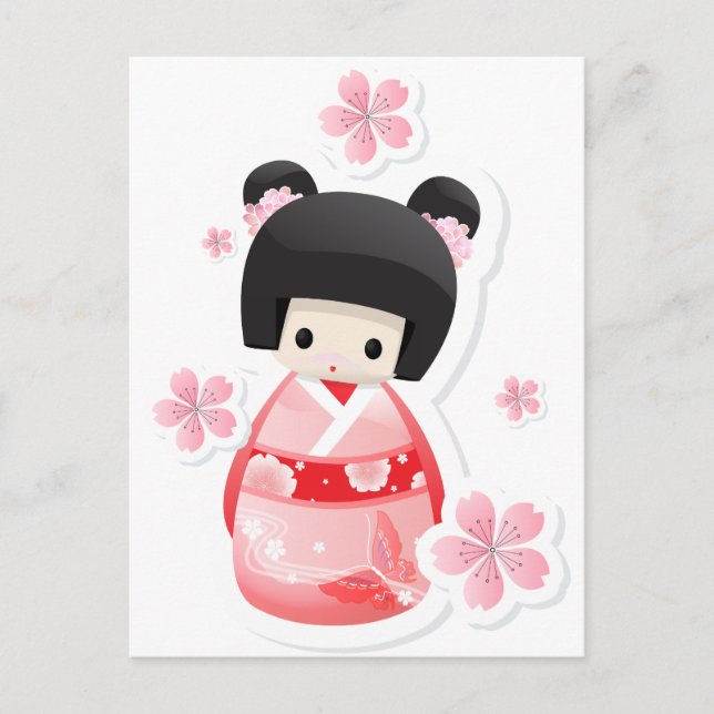 Cartão Postal Japonês Geisha Doll - série de pães (Frente)