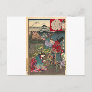 Cartão Postal Japonês Linda Geisha Samurai Art