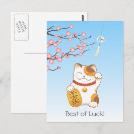 Cartão Postal japonês Lucky Calico Cat, Maneki Neko