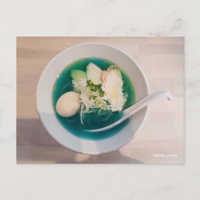 Cartão Postal Japonês Ramen Noodles Blue Photo Tokyo Japão (Frente)
