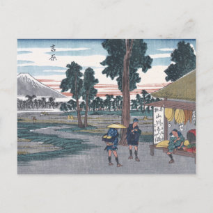 Cartão Postal Japonês Ukiyo-e da estação de Yoshiwara por