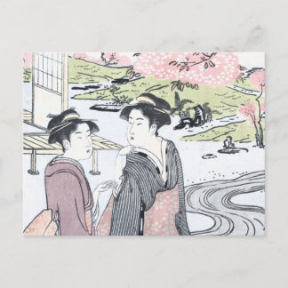 Cartão Postal Japonês Ukiyo-e Niwa nenhum hanami por Eishi