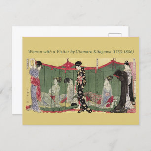 Cartão Postal Japonês Vintage Intricate kimono, padrão e mulhere