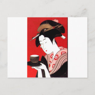 Cartão Postal Japonesa Lady Tea Servindo Cerimonia Art Impressão