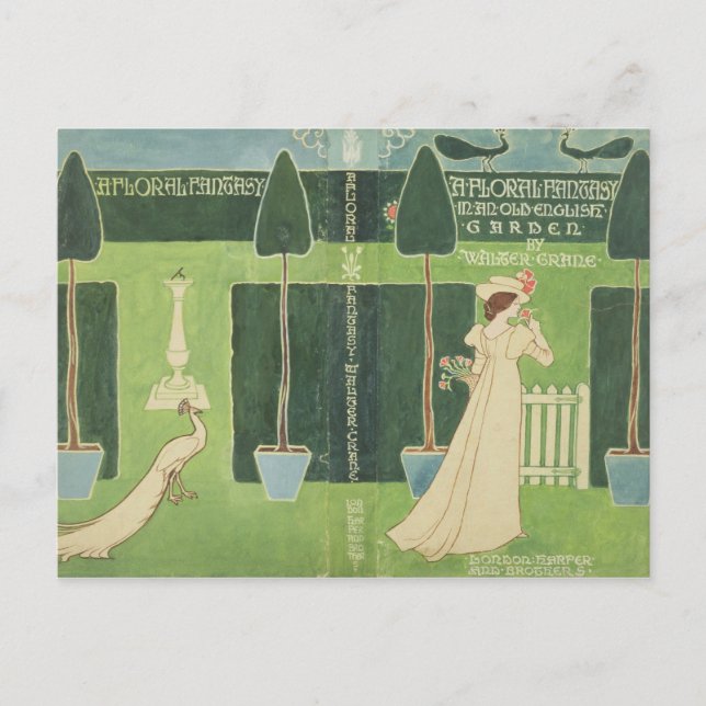 Cartão Postal Jaqueta de Livro para "Uma Fantasia Floral num Vel (Frente)