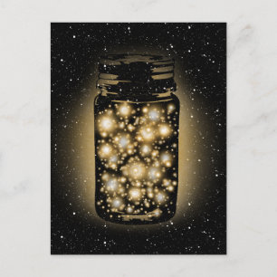 Cartão Postal Jar Brilhante Com Vagalumes Noturnos