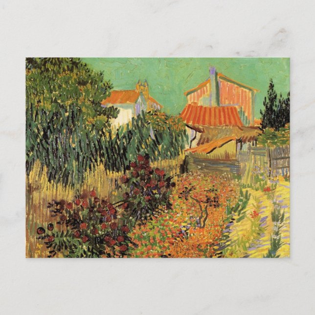 Cartão Postal Jardim atrás de uma casa por Vincent van Gogh (Frente)
