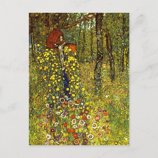 Cartão Postal Jardim com crucifixo por Gustav Klimt (Frente)