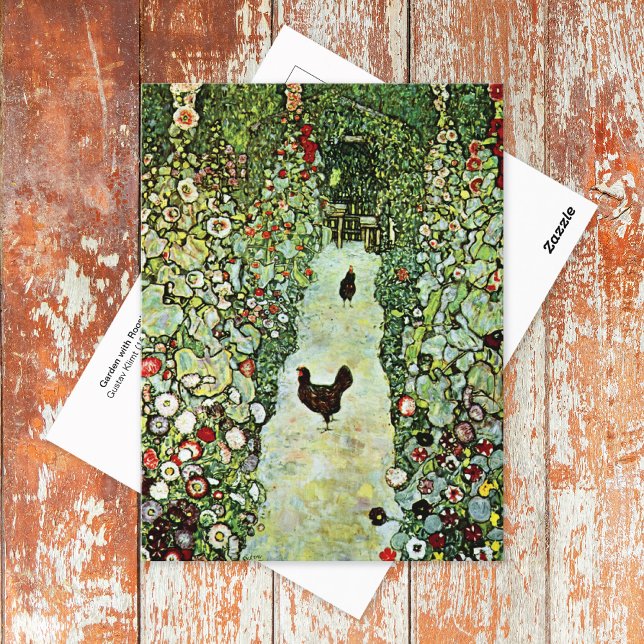 Cartão Postal Jardim com Roosters Gustav Klimt (Criador carregado)