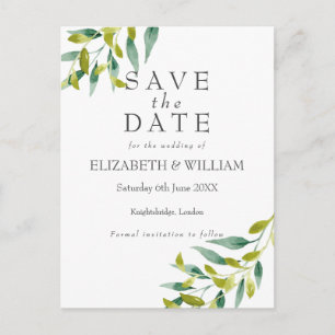 Cartão Postal Jardim Country Save the Date Verdejante