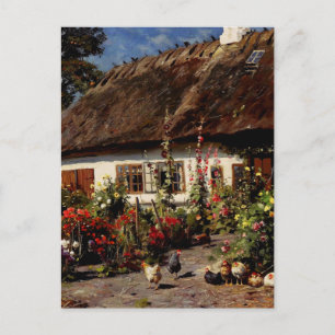 Cartão Postal Jardim de Algodão com Galinhas por Peder Monsted