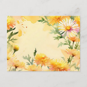 Cartão Postal Jardim de Aster Vibrante na Cena de Aquarela Sunli