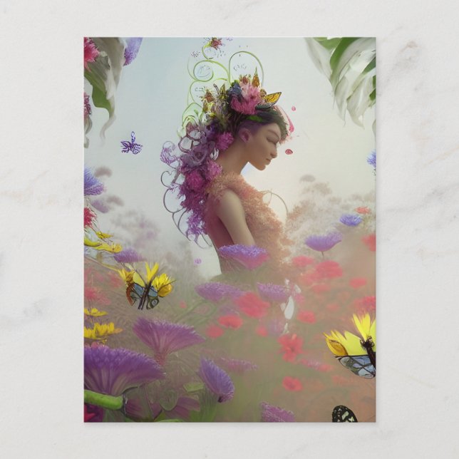 Cartão Postal Jardim de Borboleta Gerado AI (Frente)